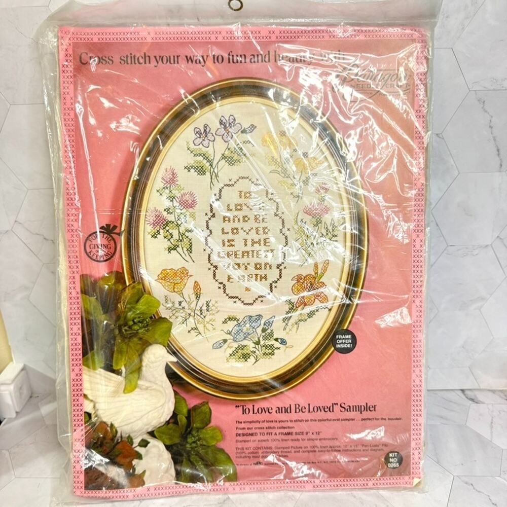 NOS Vtg Paragon Needlecraft Cross Stitch #0265 To Love and Be Loved Sampler